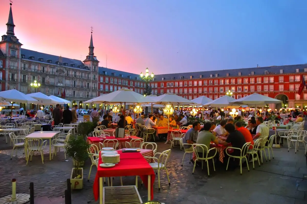 Locals socialising in a Spanish café